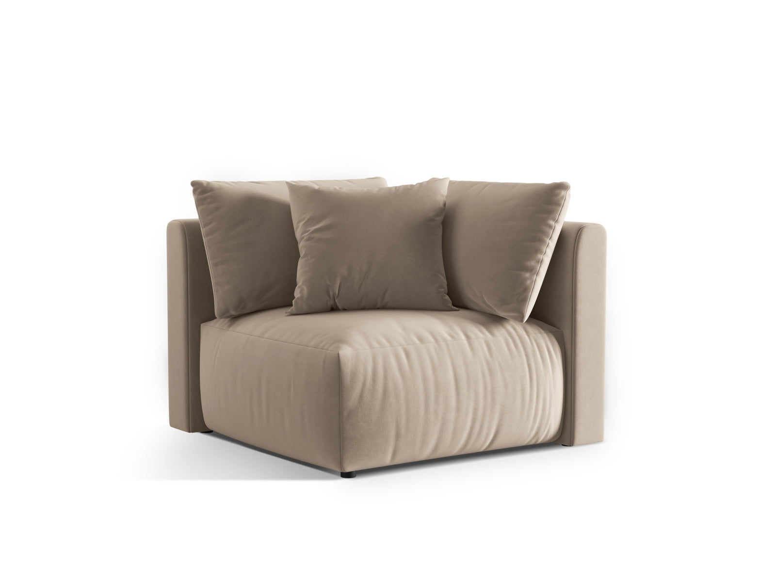 Eleganter Chris Velour Modul Corner 1 Sitzer in Ecru-Casino, ideal für stilvolle Wohnräume, erhältlich bei KAQTU Design AG.