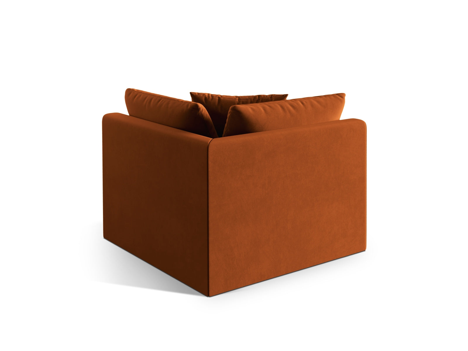 Stylischer Chris Velour Modul Corner 1 Sitzer in ansprechendem Terracotta, perfekt für kreative und moderne Wohnkonzepte.