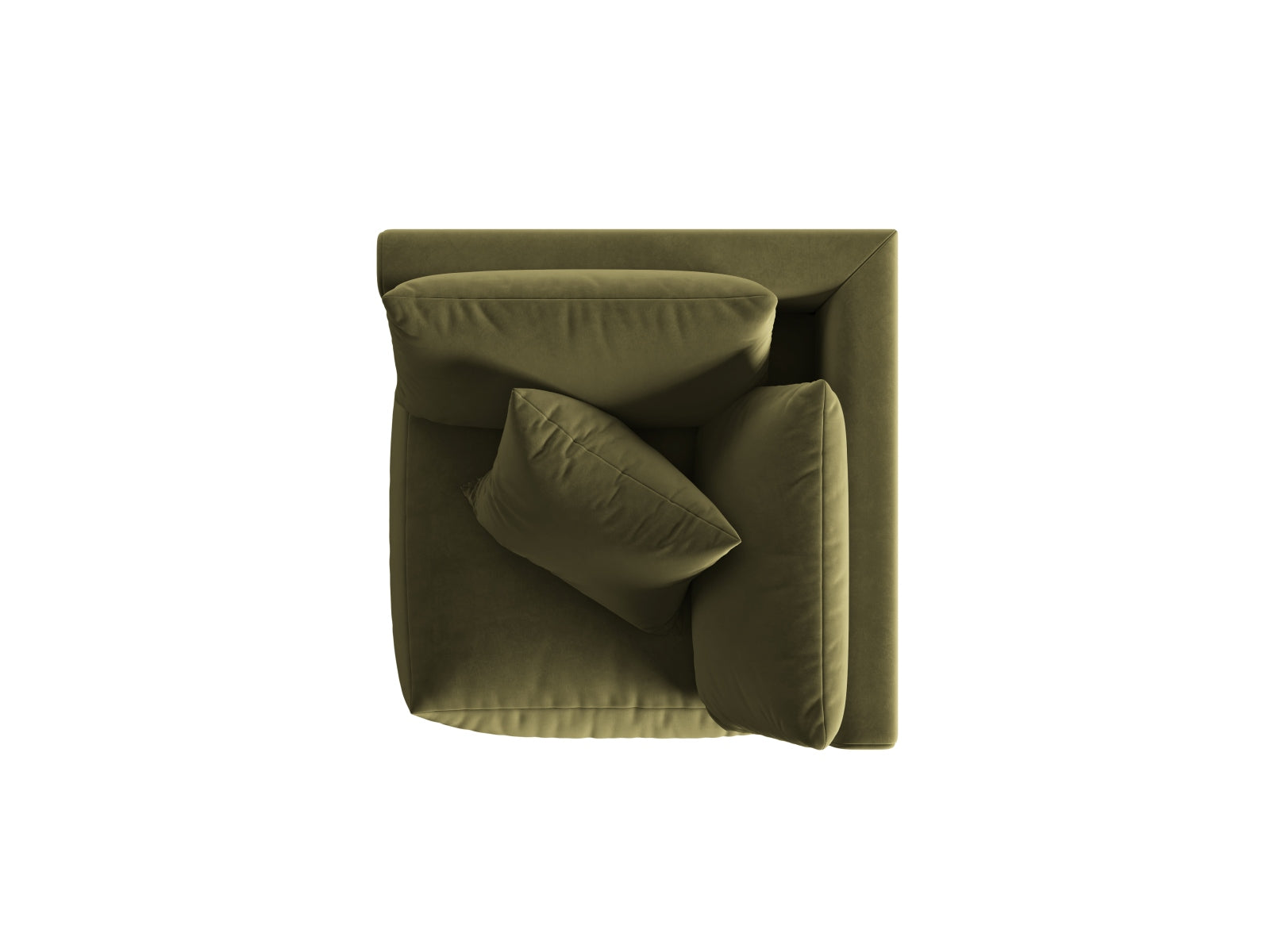 Eleganter Chris Velour Modul Corner 1 Sitzer in sanftem Hellgrün, ideal für kreative Raumgestaltungen und gemütliche Sitzgelegenheiten.
