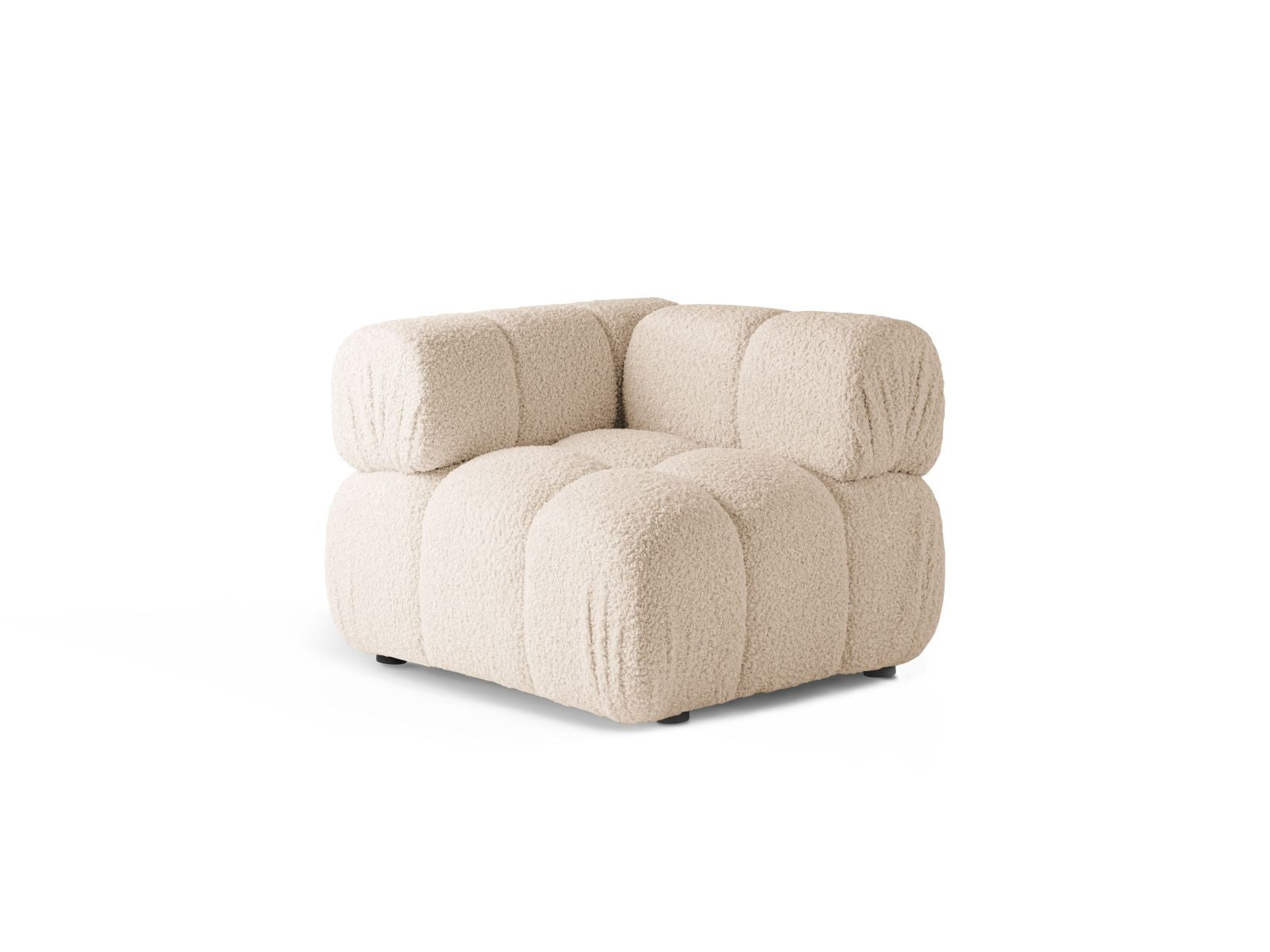 Elegantes 1-Sitzer Eckmodul Bellis in sanftem Beige, ideal für individuelle Sofa-Gestaltung, erhältlich bei KAQTU Design AG.