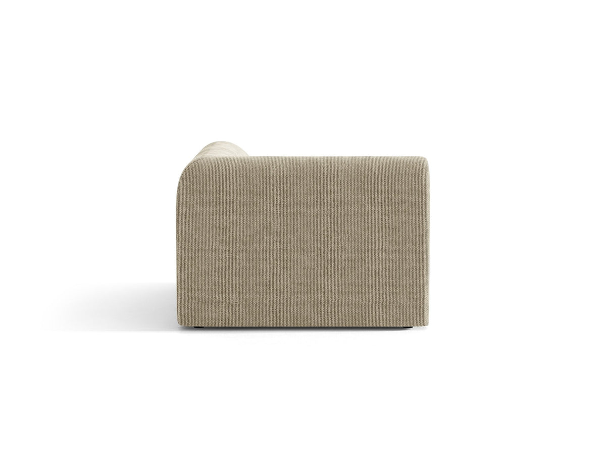 Miley Eckmodul von Micadoni in Dunkelbeige, modulares Sofa mit Stoffbezug Bluvel 30 und schwarzen Kunststoffbeinen aus Polypropylen