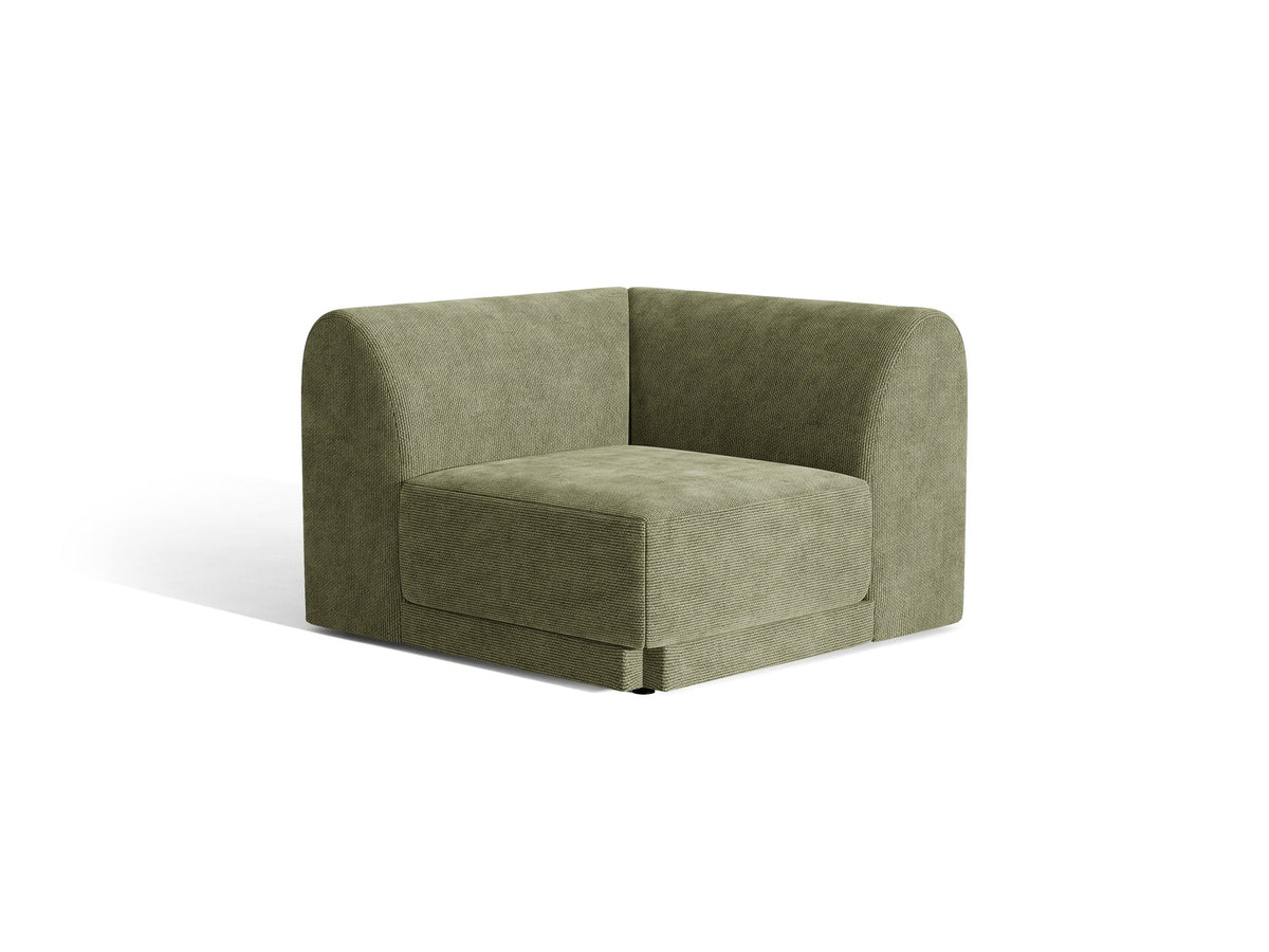 Miley Eckmodul von Micadoni in Dunkelbeige, modulares Sofa mit Stoffbezug Bluvel 30 und schwarzen Kunststoffbeinen aus Polypropylen