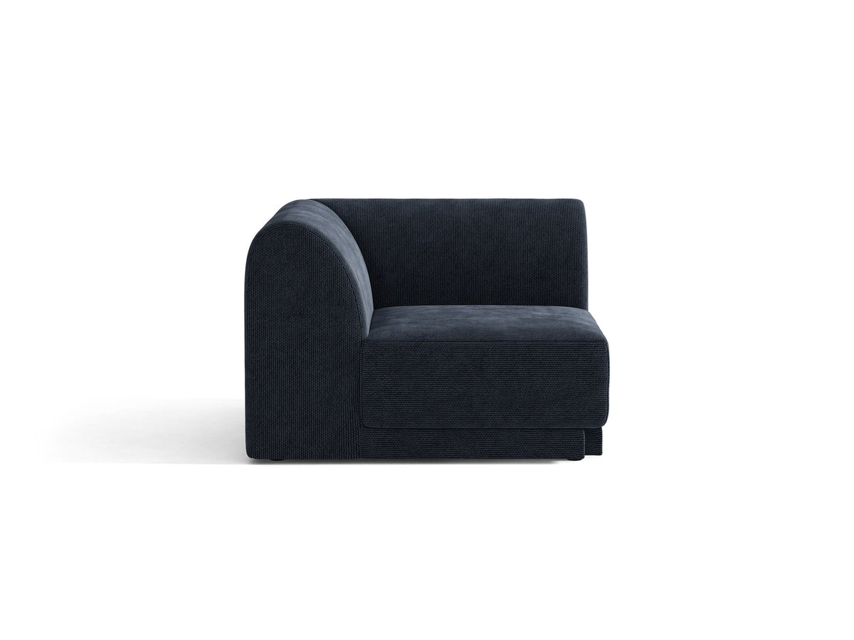 Miley Eckmodul von Micadoni in Dunkelbeige, modulares Sofa mit Stoffbezug Bluvel 30 und schwarzen Kunststoffbeinen aus Polypropylen