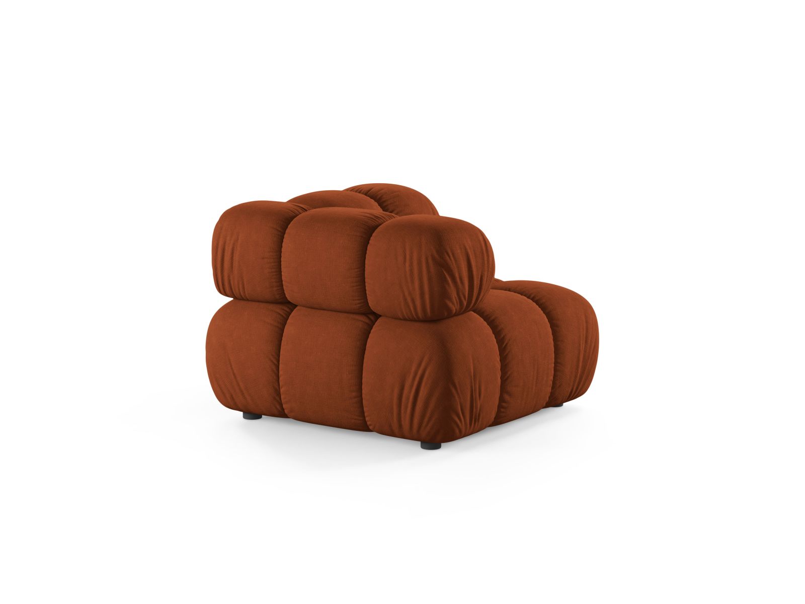 Elegantes 1-Sitzer Eckmodul Bellis in warmem Ziegelrot, ideal für individuelle und moderne Sofakombinationen in jedem Wohnraum.
