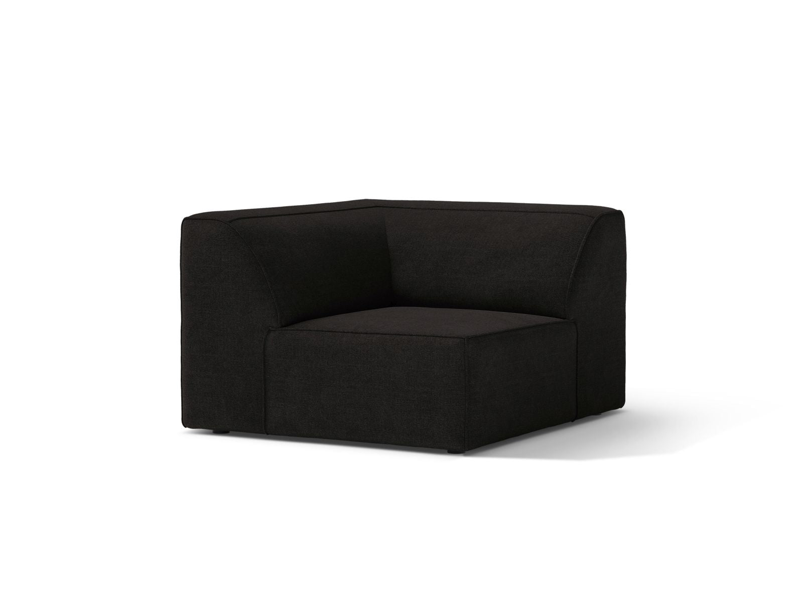 Elegantes 1-Sitzer Eckmodul Jodie in stilvollem Schwarz, ideal für individuelle Sofa-Kombinationen im modernen Wohnraum.