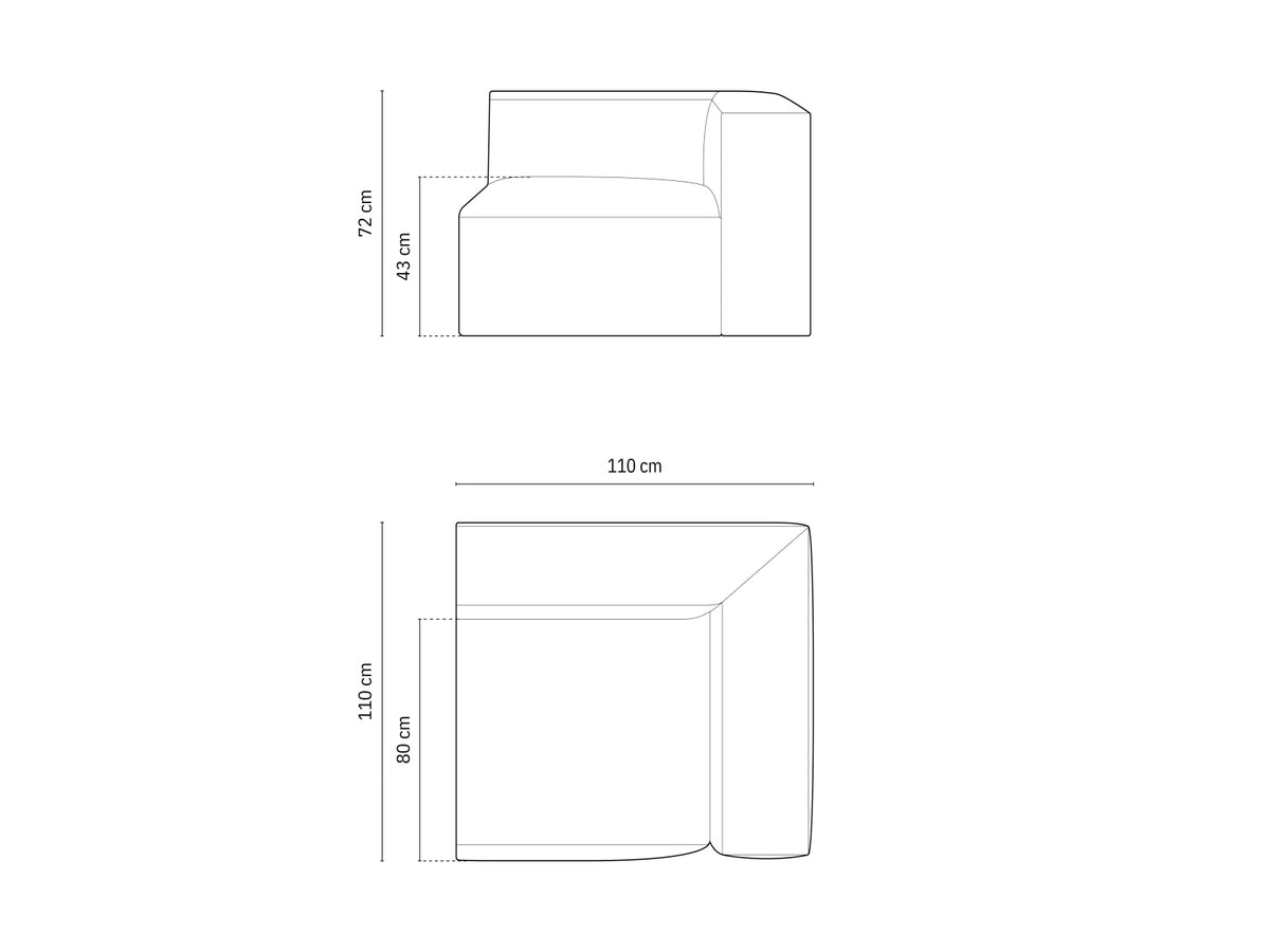 1-Sitzer Eckmodul Nuria in Deep Petrol-Liberty präsentiert im Onlineshop von KAQTU Design AG. Modulares Sofa ist von Micadoni