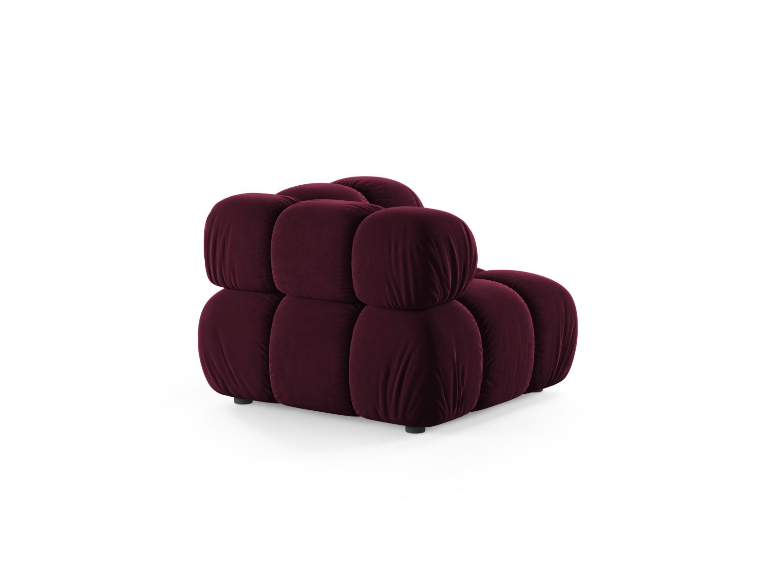 Elegantes 1-Sitzer Eckmodul Bellis in tiefem Burgunderrot, ideal für individuelle Sofa-Arrangements in modernen Wohnräumen.
