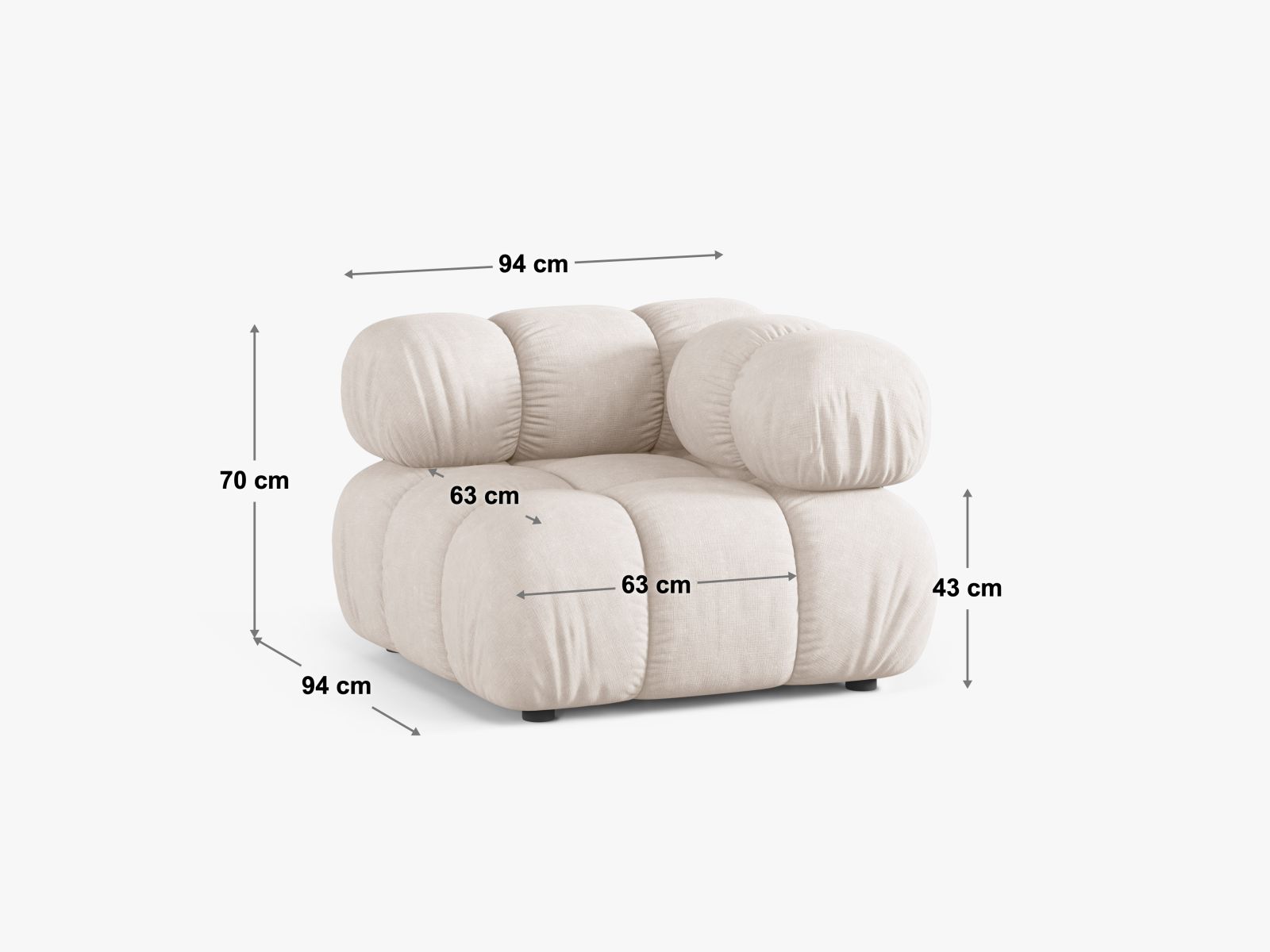 Stilvolles 1-Sitzer Eckmodul Bellis in tiefem Flaschengrün, perfekt für kreative Sofa-Arrangements in zeitgemäßen Wohnkonzepten.