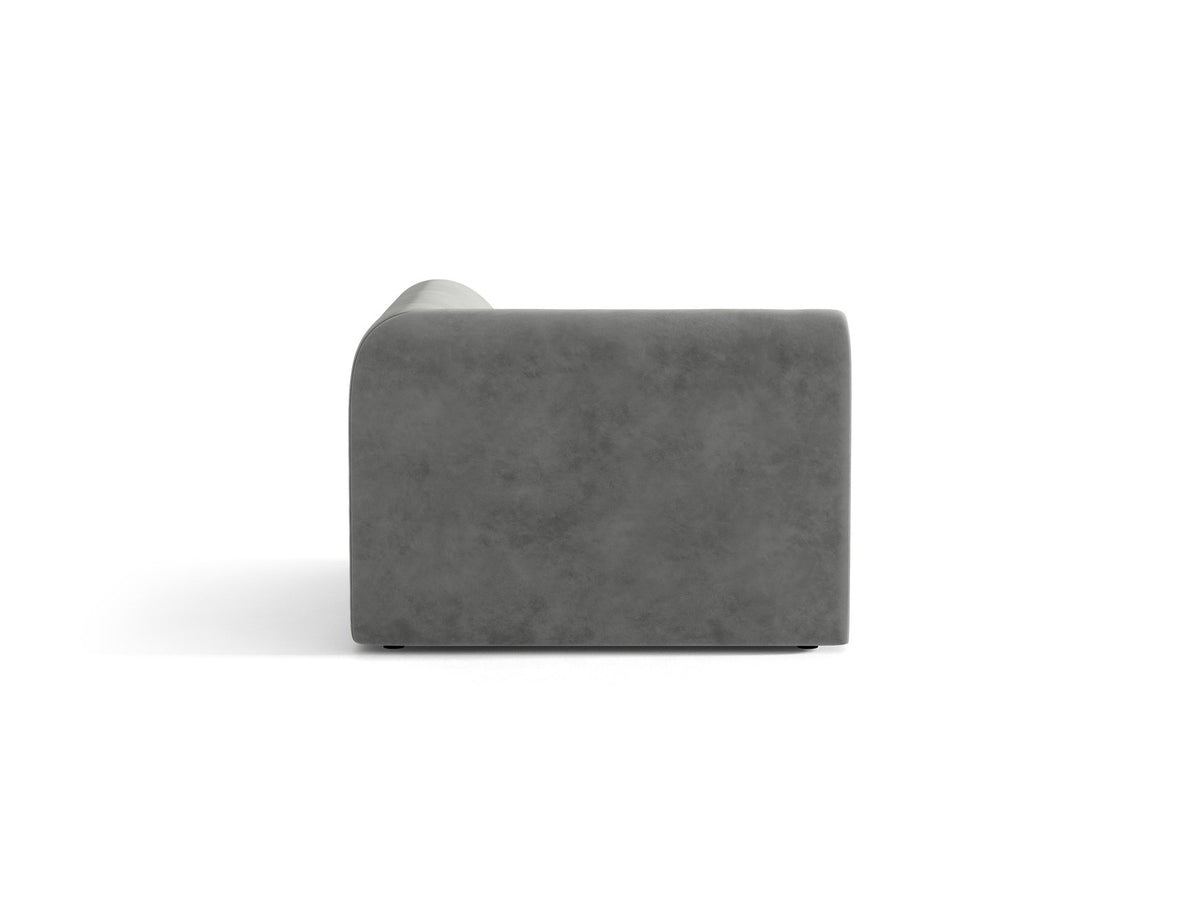 Miley Eckmodul von Micadoni in Dunkelbeige, modulares Sofa mit Stoffbezug Bluvel 30 und schwarzen Kunststoffbeinen aus Polypropylen