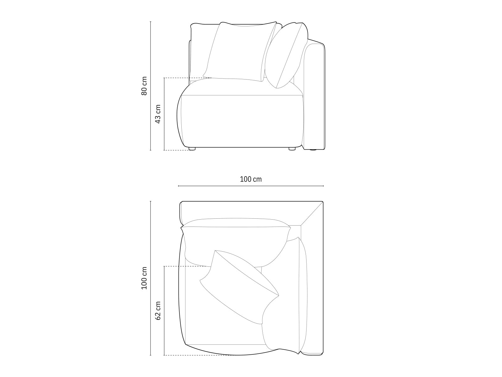 Modularer Chris Corner 1 Sitzer in Natural-LINS, perfekt für moderne Wohnkonzepte und gemütliche Entspannungszonen.