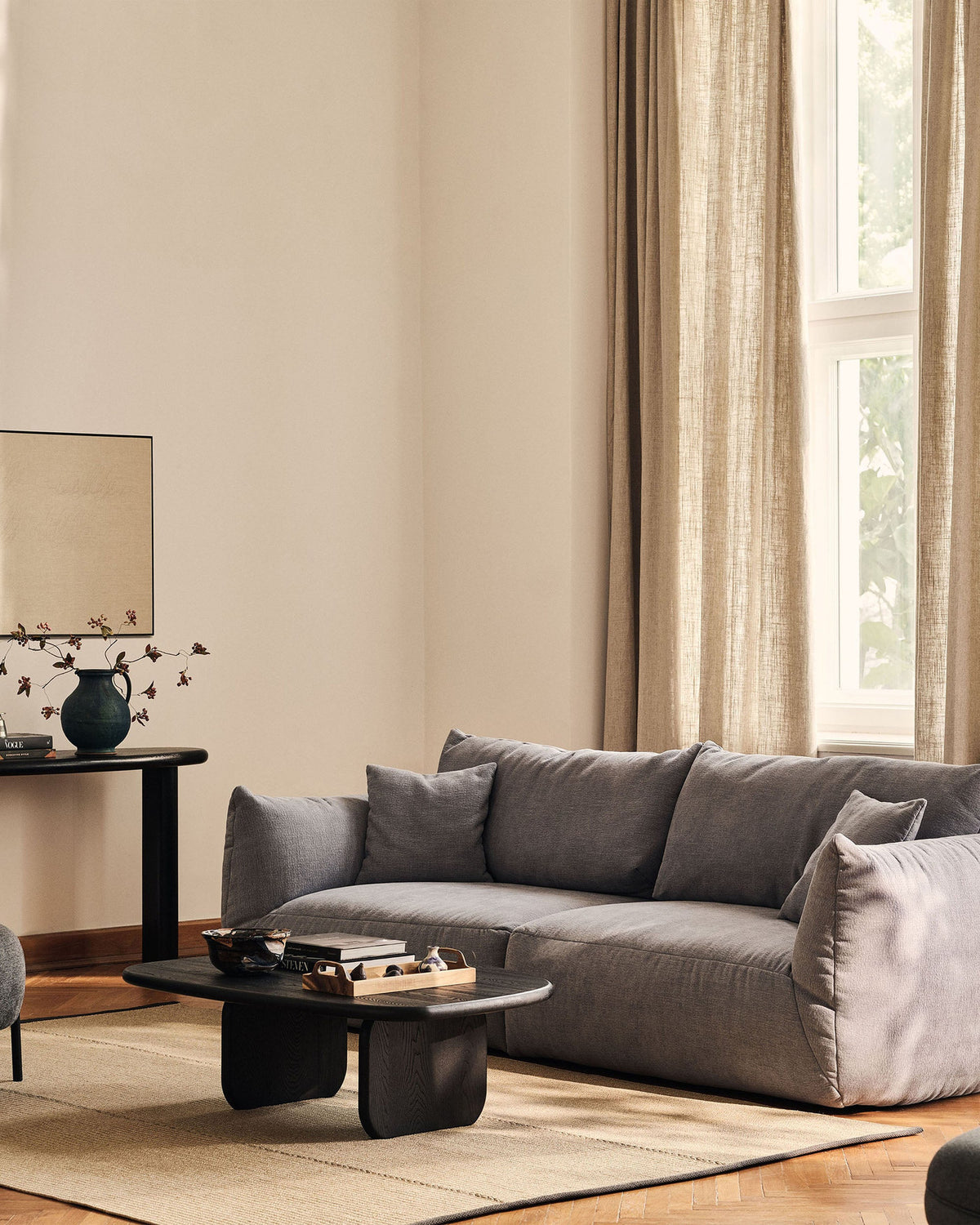 Chris Modul Corner 1 Sitzer in Natural-LINS präsentiert im Onlineshop von KAQTU Design AG. Modulares Sofa ist von Micadoni