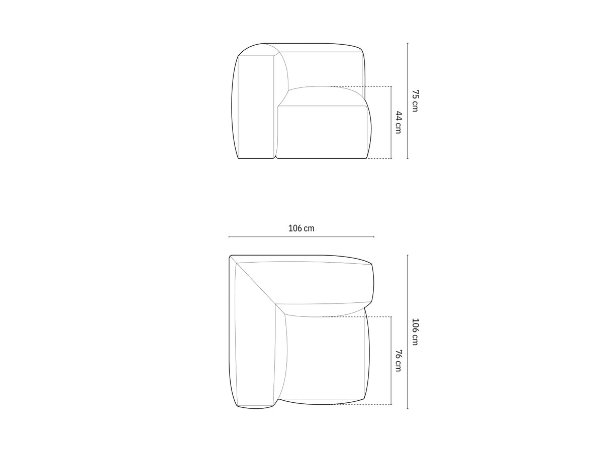 1-Sitzer Eckmodul Martina in Ivory-Monet präsentiert im Onlineshop von KAQTU Design AG. Modulares Sofa ist von Micadoni