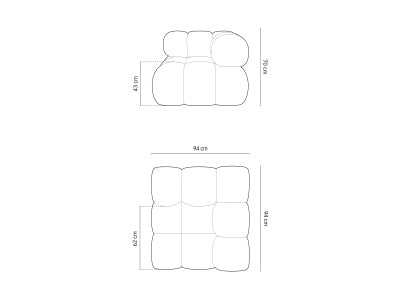 Bellis Velour Modul Corner 1 Sitzer in Steel präsentiert im Onlineshop von KAQTU Design AG. Modulares Sofa ist von Micadoni
