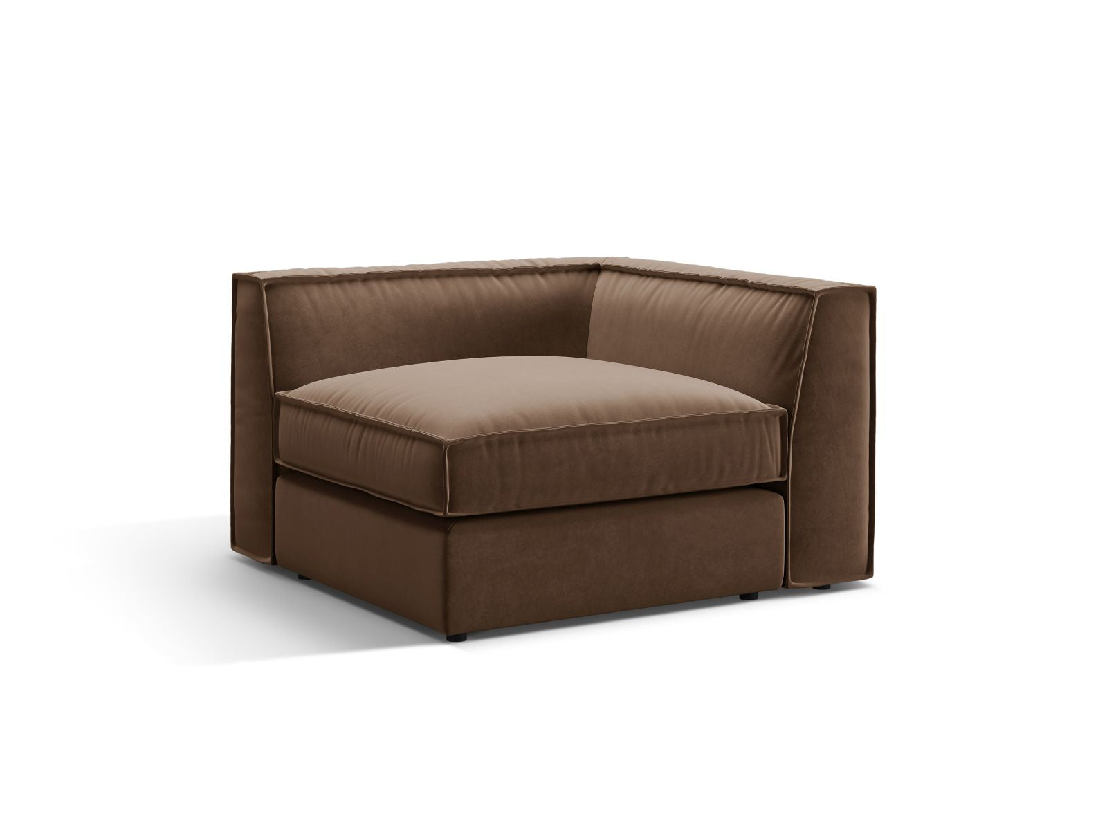 Elegantes 1-Sitzer Eckmodul Pola in Schokoladenfarbe, ideal für individuelle Sofa-Gestaltung, erhältlich bei KAQTU Design AG.