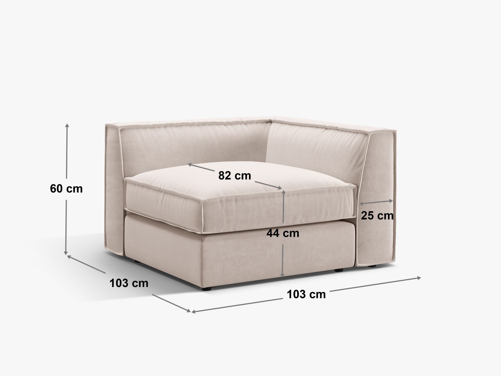 Stylisches 1-Sitzer Eckmodul Pola in edlem Braun, perfekt für kreative Sofa-Kombinationen und modernes Wohndesign.