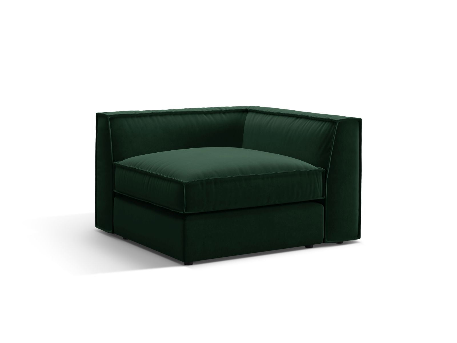 Elegantes 1-Sitzer Eckmodul Pola in Flaschengrün, ideal für individuelle Sofa-Kombinationen, präsentiert von Micadoni.