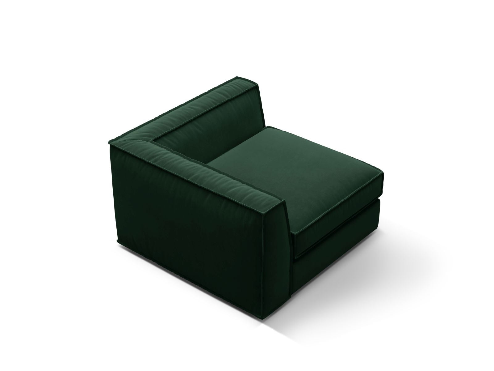 Elegantes 1-Sitzer Eckmodul Pola in edlem Flaschengrün, ideal für individuelle Sofa-Kombinationen und zeitgemäße Einrichtung von Micadoni.