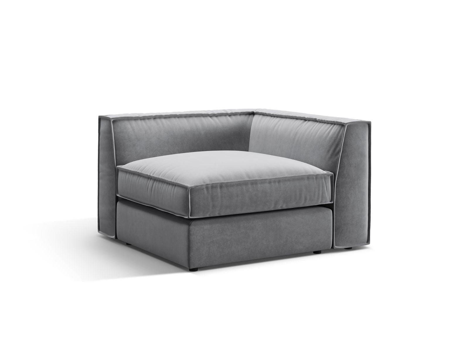 Elegantes 1-Sitzer Eckmodul Pola in stilvollem Grau, ideal für individuelle Sofa-Kombinationen im modernen Wohnraum.