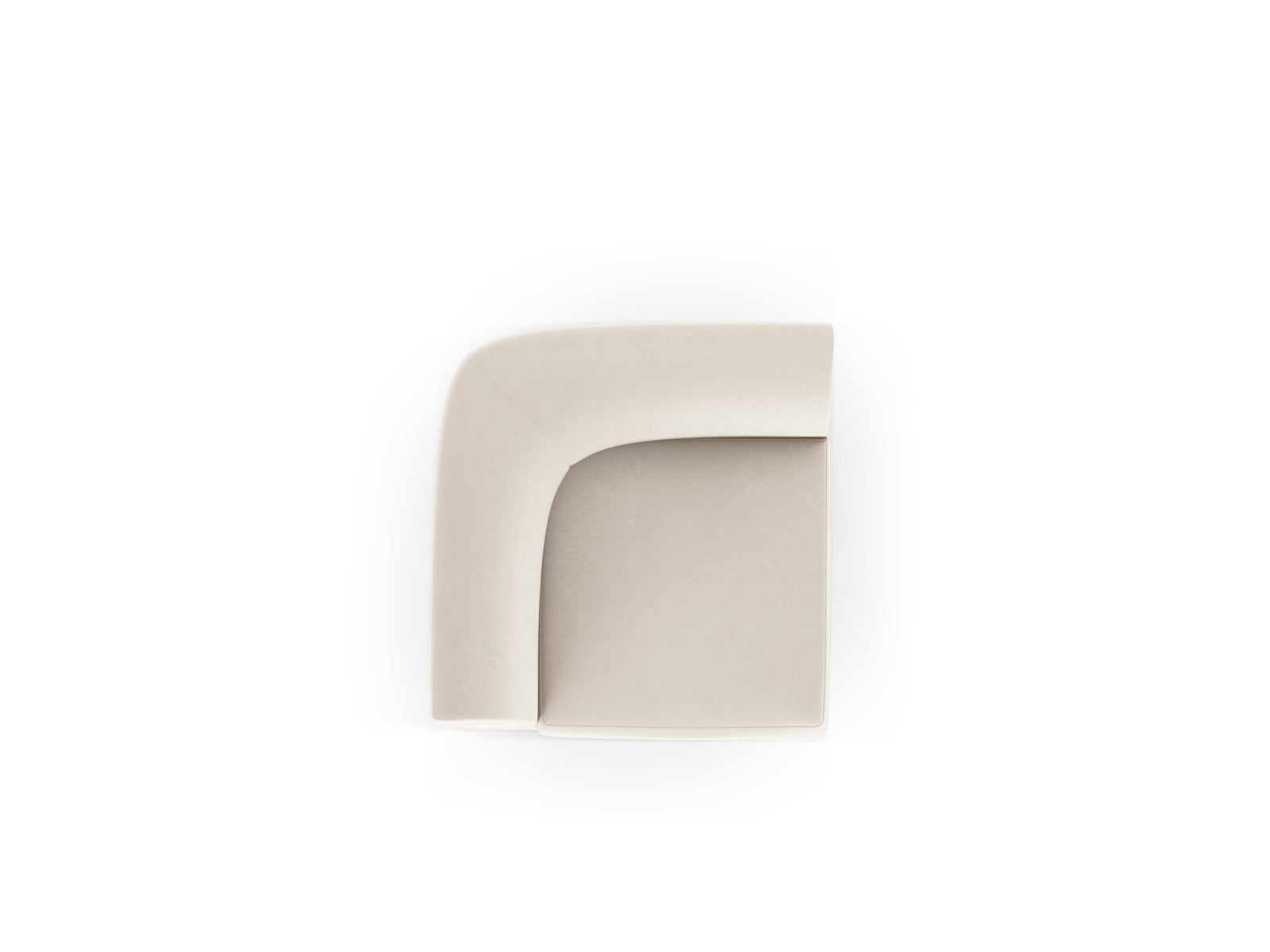 Eleganter Miley Velour Modul Corner 1 Sitzer in sanftem Beige, ideal für stilvolle Wohnräume und entspannende Momente. Hochwertige Materialien.