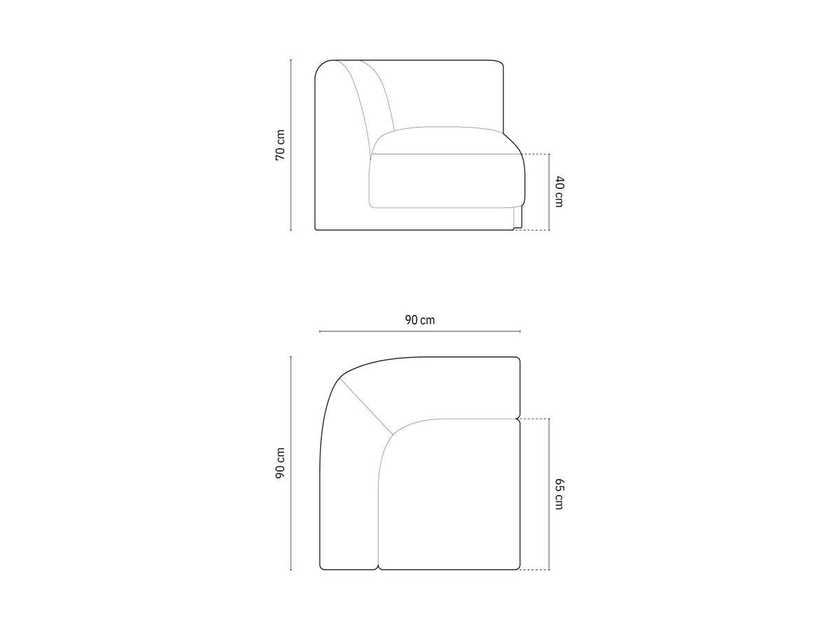 Miley Velour Modul Corner 1 Sitzer in Yellow-Bluvel präsentiert im Onlineshop von KAQTU Design AG. Modulares Sofa ist von Micadoni
