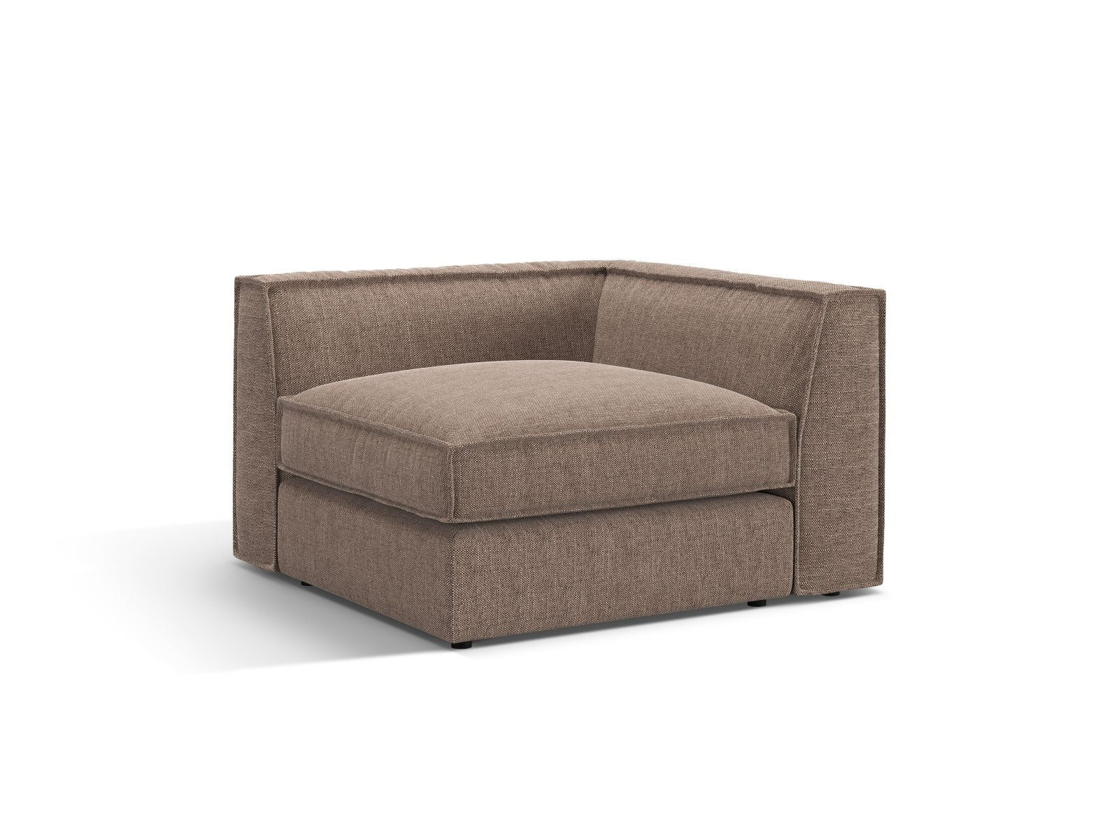 Elegantes 1-Sitzer Eckmodul Pola in hellem Braun, ideal für individuelle Sofa-Kombinationen im modernen Wohnraum.