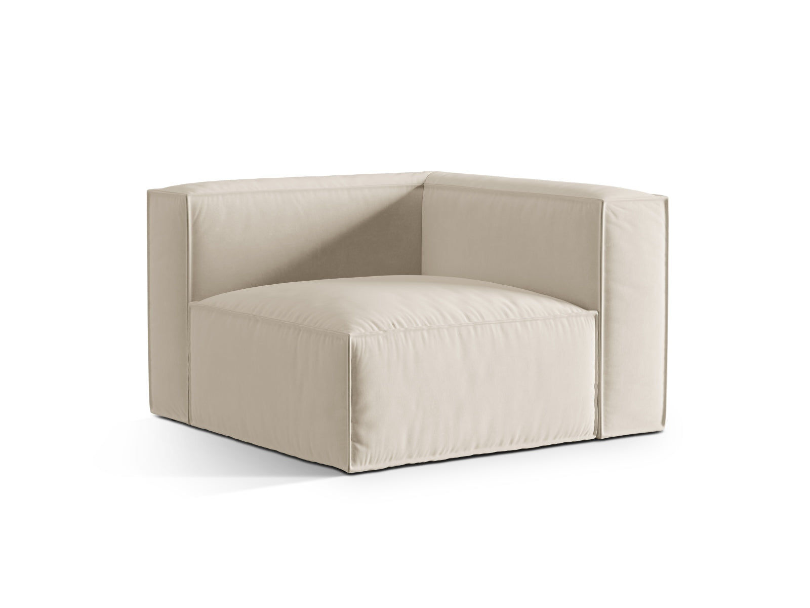 Beige Nuria Velour Modul Corner 1 Sitzer von Micadoni, stilvolles und modernes Design für Ihr Wohnzimmer, erhältlich bei KAQTU Design AG.