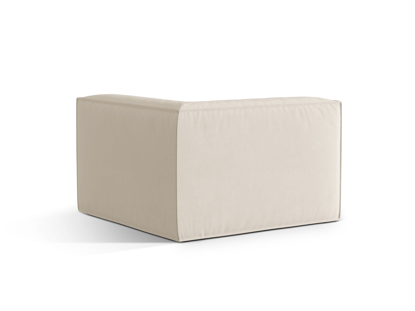 Eleganter Nuria Velour Modul Corner 1 Sitzer in Beige, ideal für stilvolle Wohnräume, erhältlich bei KAQTU Design AG.