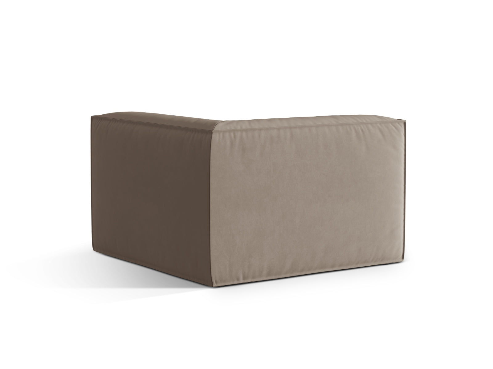 Stylischer Nuria Velour Modul Corner 1 Sitzer in sanftem Grau, perfekt für moderne Wohnkonzepte und vielseitige Raumgestaltungen.