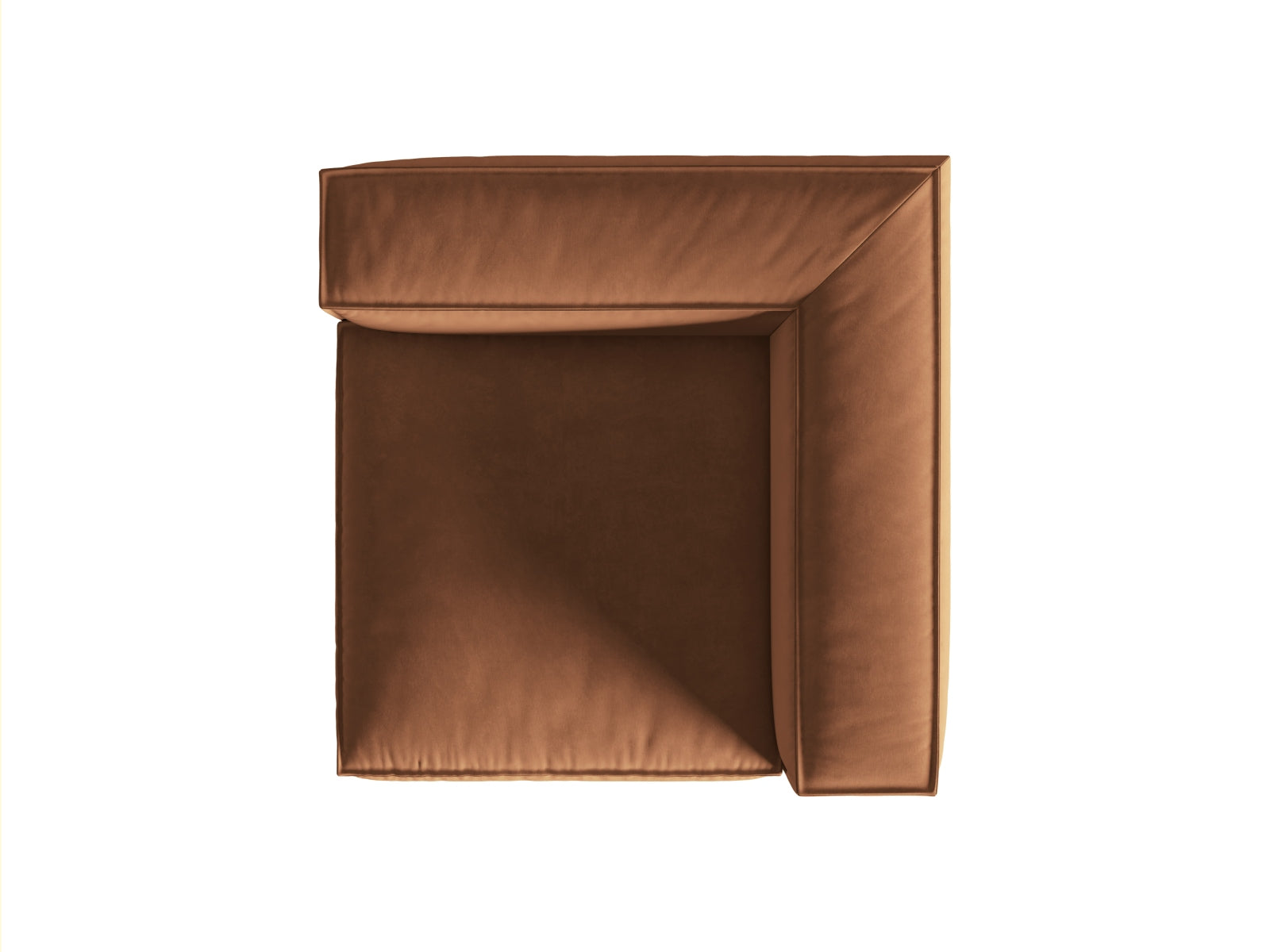 Eleganter Nuria Velour 1-Sitzer in warmem Honigton, ideal für stilvolle und flexible Wohnräume, die Gemütlichkeit ausstrahlen.