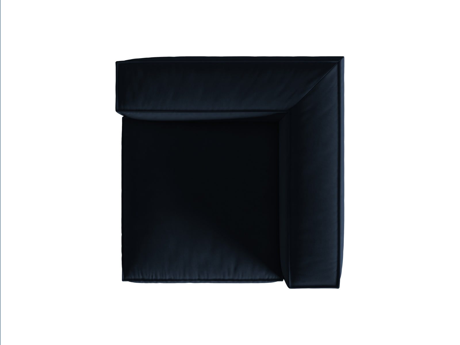 Eleganter Nuria Velour Modul Corner 1 Sitzer in edlem Blau, ideal für kreative Raumgestaltungen und komfortable Sitzmöglichkeiten.