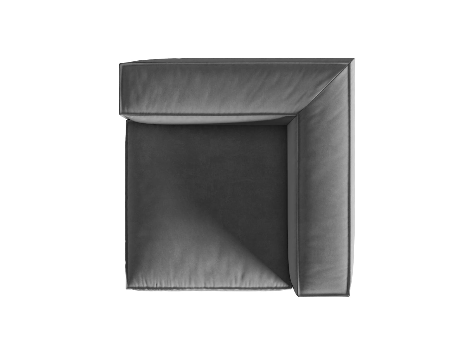Eleganter Nuria Velour Modul Corner 1 Sitzer in zeitlosem Grau, ideal für stilvolle Wohnräume und entspannende Rückzugsorte.