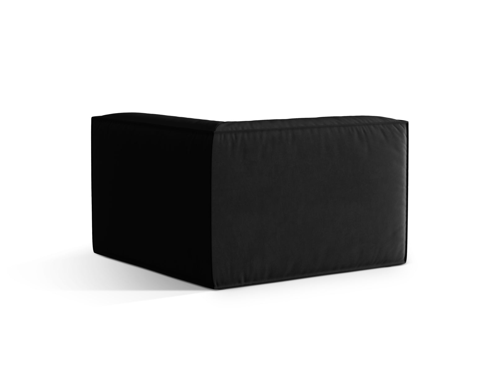 Schwarzer Nuria Velour Modul Corner 1 Sitzer von Micadoni, perfekt für moderne Wohnkonzepte und gemütliche Entspannung.