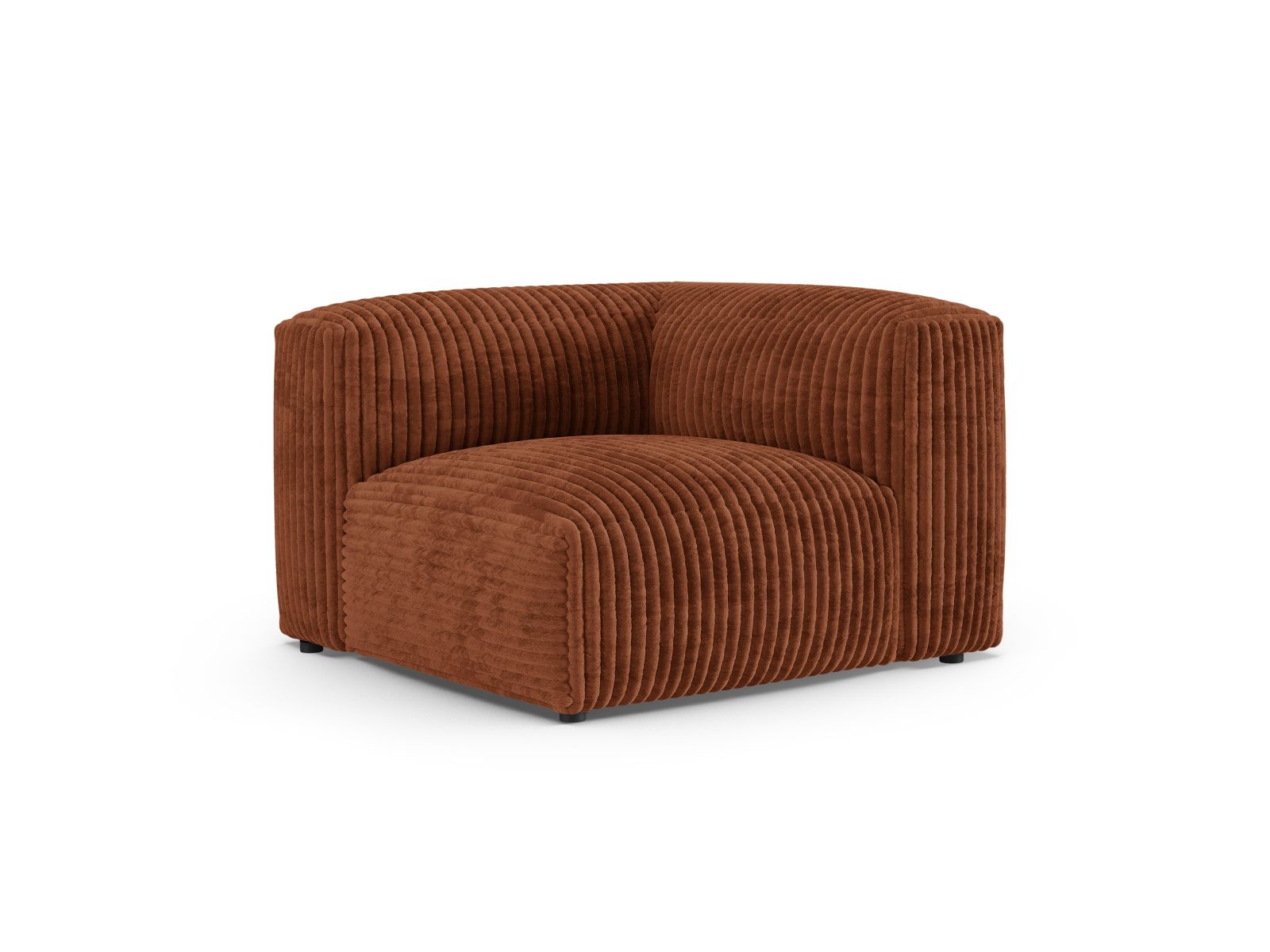 Elegantes 1-Sitzer Eckmodul XL Martina in warmem Brick-Tilia, ideal für individuelle Sofa-Gestaltung im modernen Wohnraum.