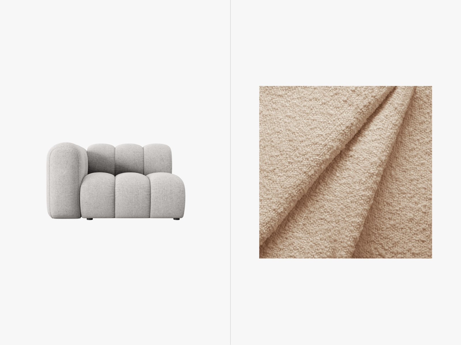 Lupine Boucle Modul links 1 Sitzer in Beige-Baloo präsentiert im Onlineshop von KAQTU Design AG. Modulares Sofa ist von Micadoni