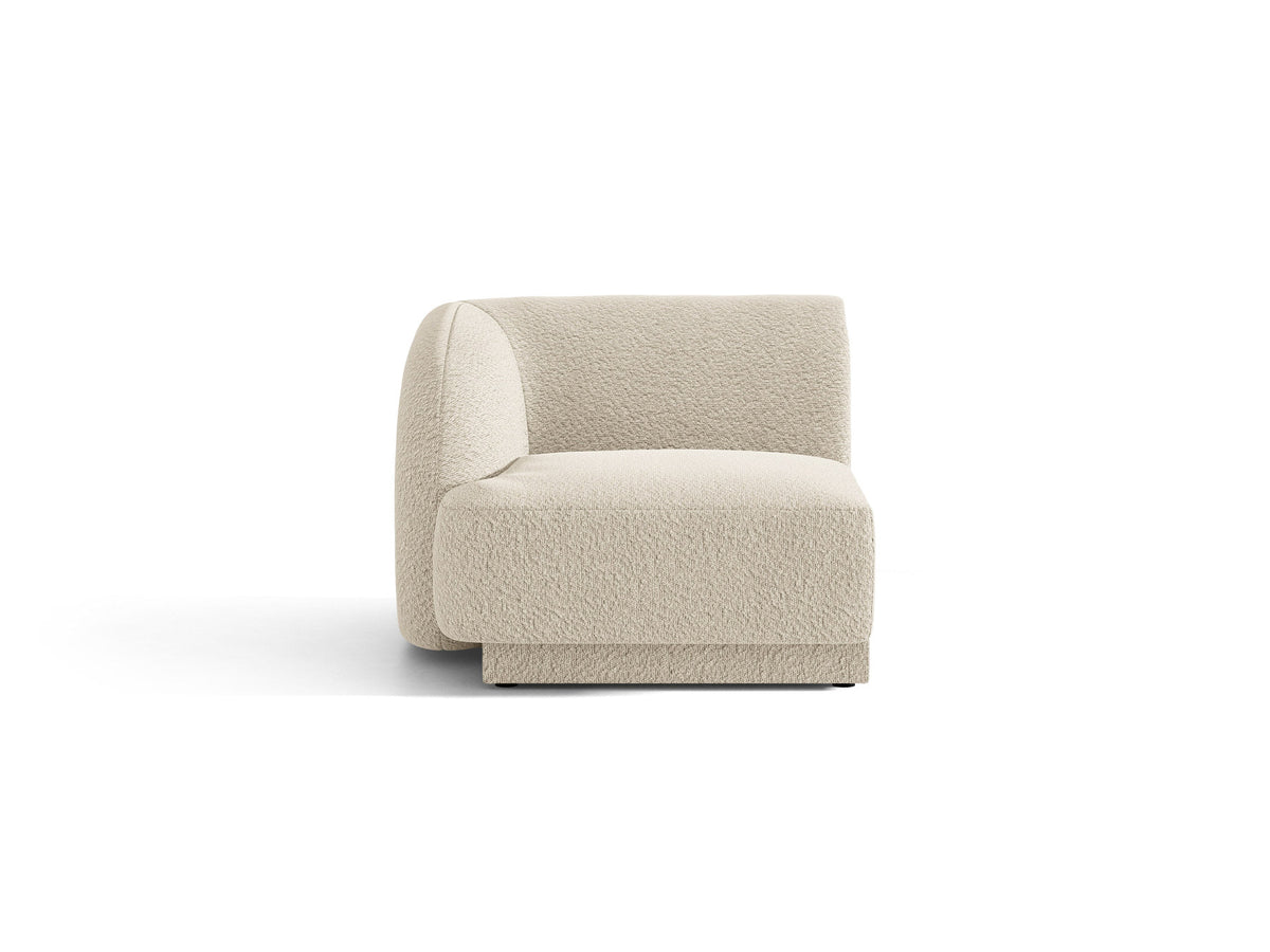 Modulares Sofa Miley Einsitzer links von Micadoni mit Stoffbezug und schwarzen Beinen