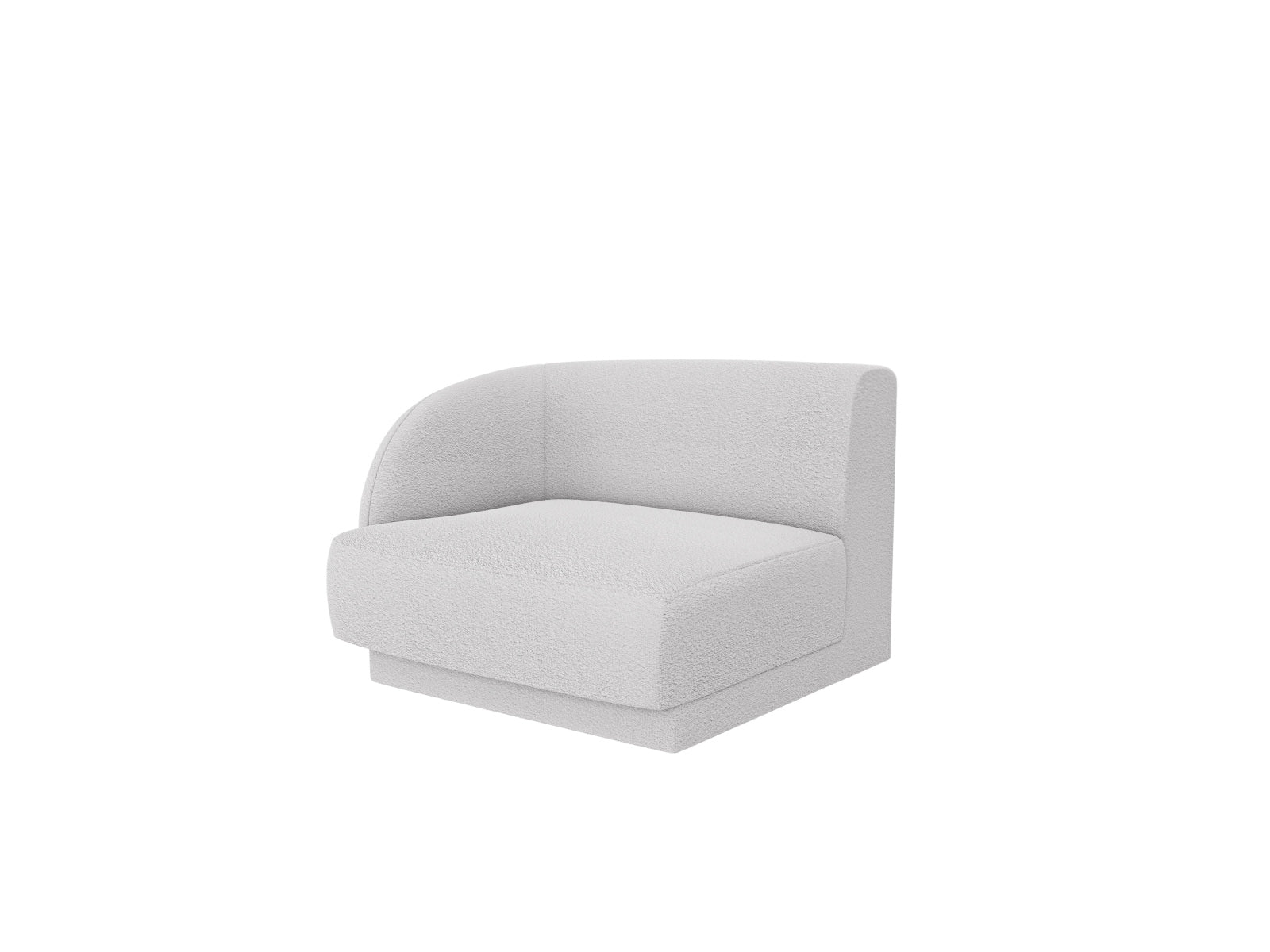 Elegantes Miley Boucle Modul links 1 Sitzer in hellem Grau, ideal für individuelles Wohndesign, präsentiert von Micadoni.