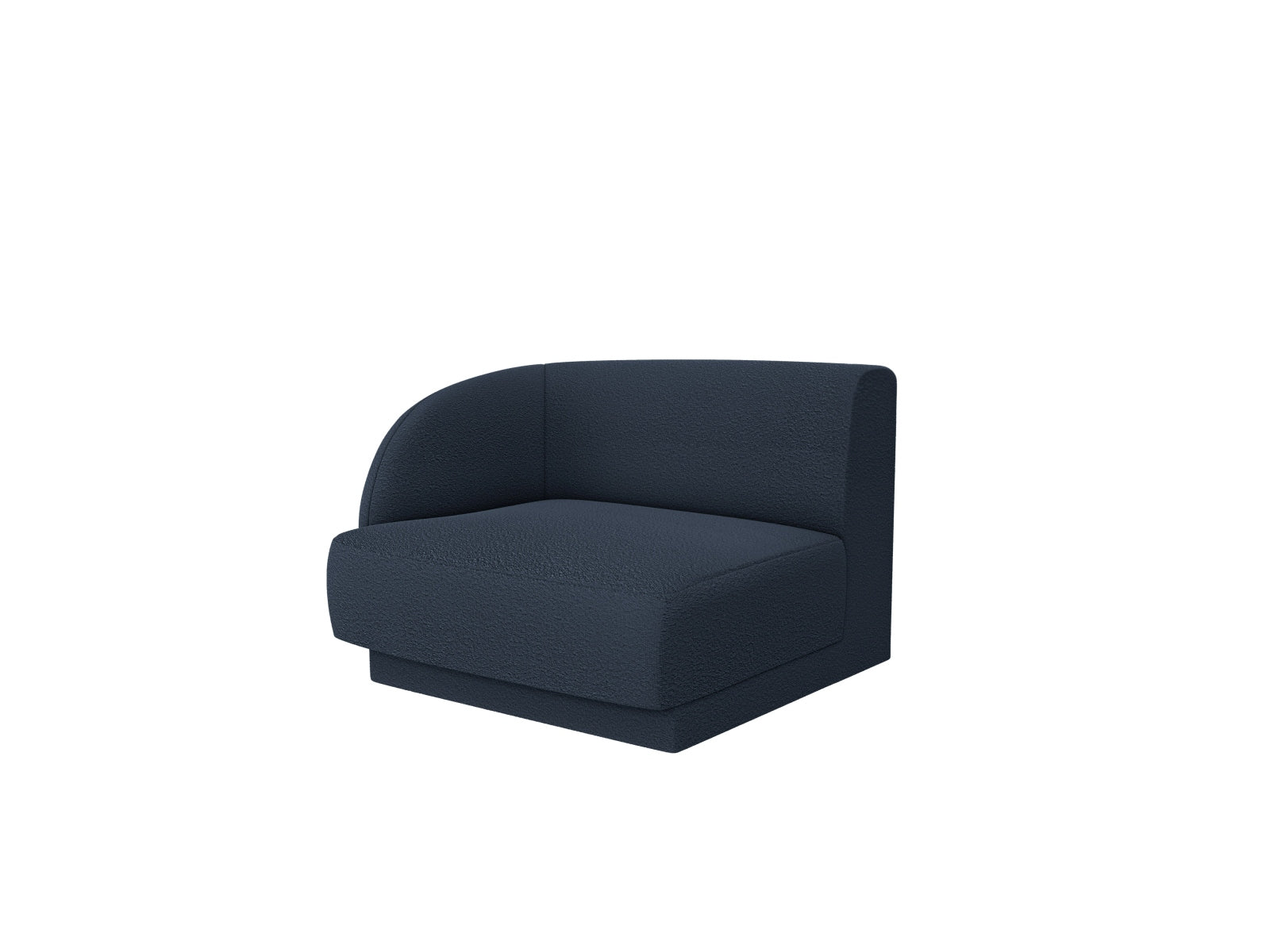 Elegantes Miley Boucle Modul links 1 Sitzer in Dunkelblau, ideal für individuelles Sofa-Design von Micadoni, erhältlich bei KAQTU.