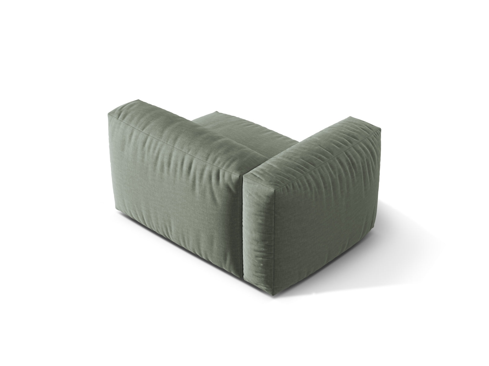 Stylischer linker 1-Sitzer Martina Modul in Moosgrün, perfekt für moderne Wohnkonzepte und vielseitige Raumgestaltungen.