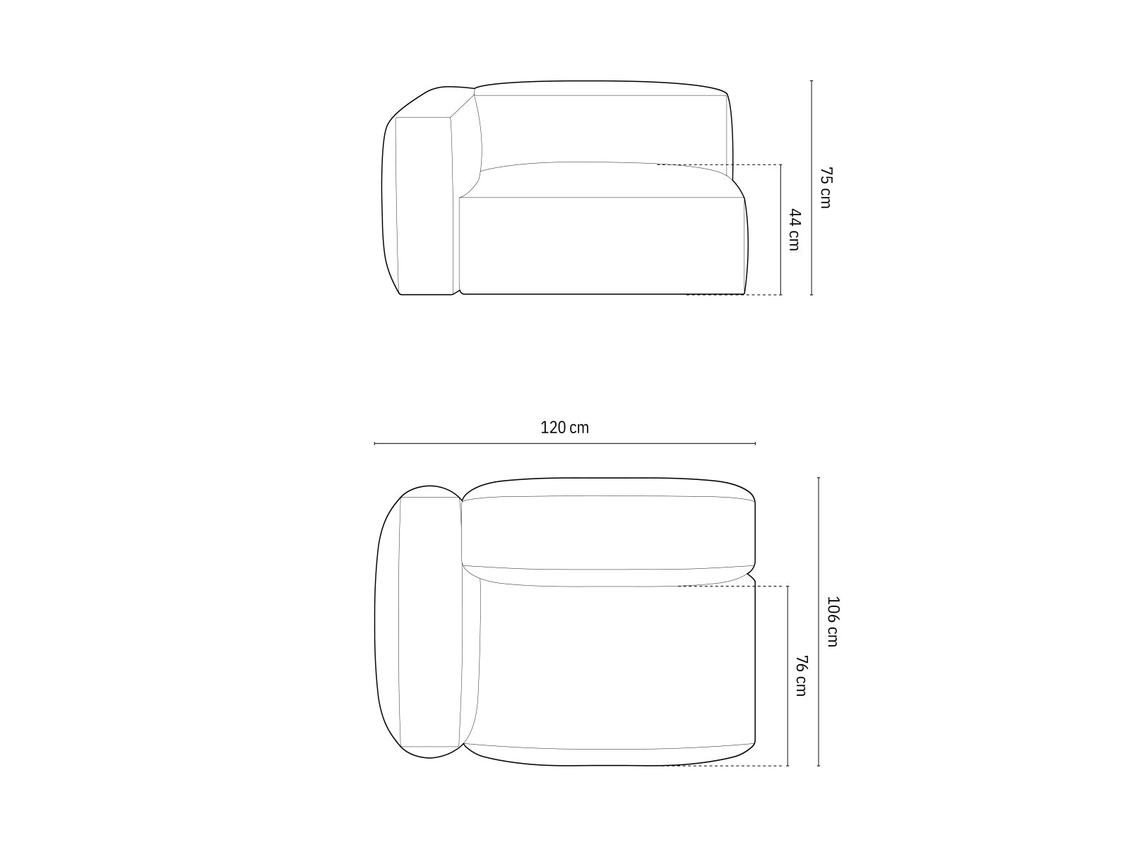 Martina Modul links 1 Sitzer in Blue Jeans präsentiert im Onlineshop von KAQTU Design AG. Modulares Sofa ist von Micadoni