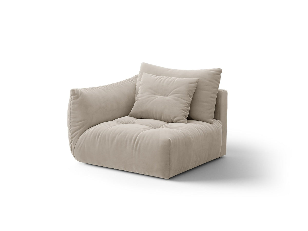 Modulares Sofa Bloom Modul von Micadoni in Leichtes beige, Bezug aus Casino Pearl Velours-Stoff, mit schwarzen Kunststoffbeinen.