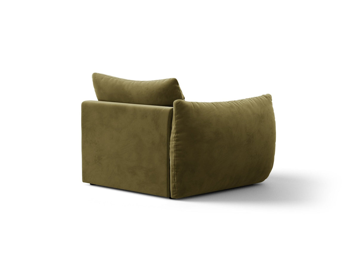 Modulares Sofa Bloom Modul von Micadoni in Leichtes beige, Bezug aus Casino Pearl Velours-Stoff, mit schwarzen Kunststoffbeinen.