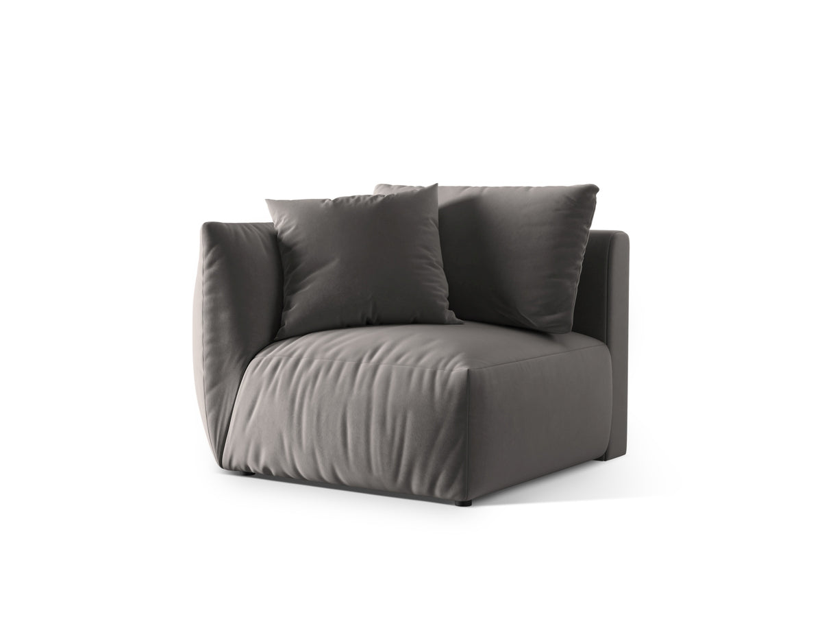 Chris Velour Modul links 1 Sitzer in Grey-Casino präsentiert im Onlineshop von KAQTU Design AG. Modulares Sofa ist von Micadoni