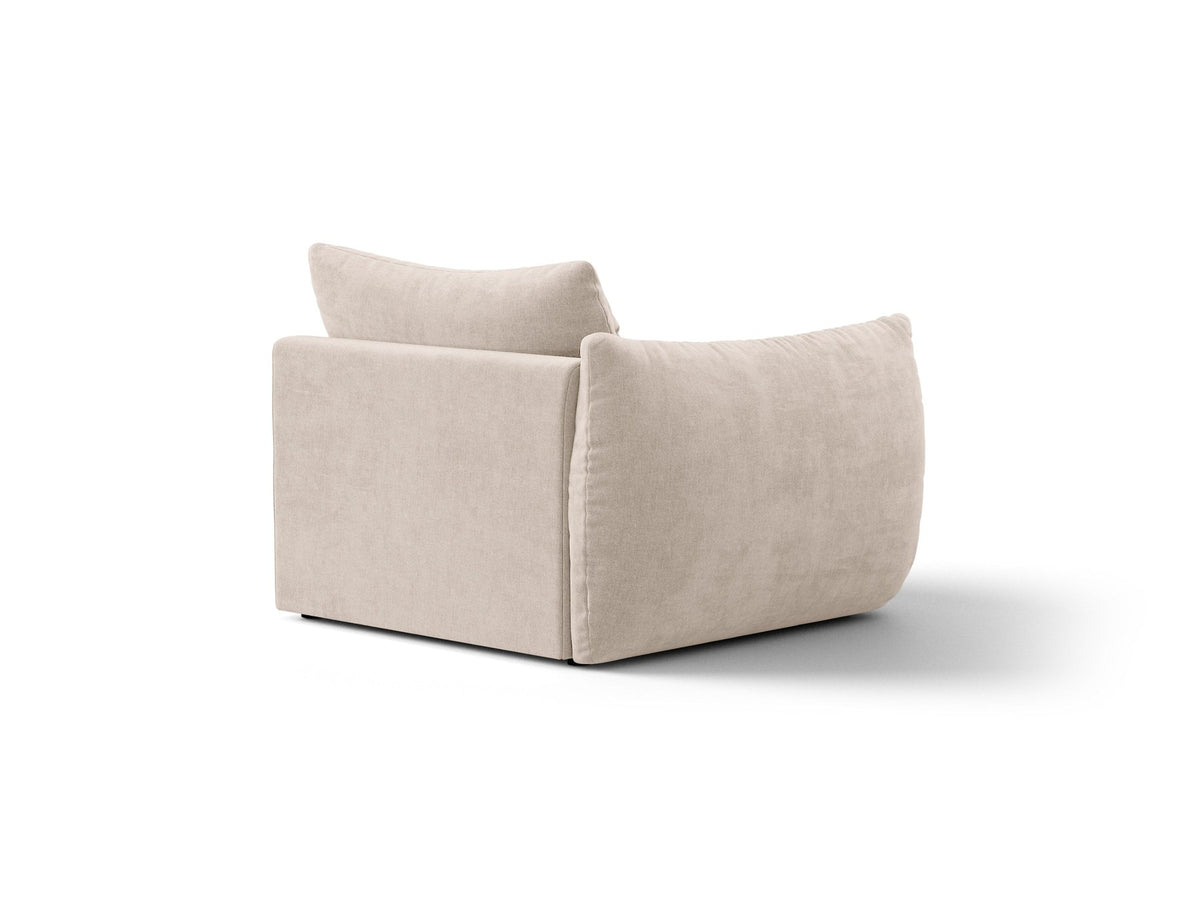 Modulares Sofa Bloom Modul von Micadoni in Leichtes beige, Bezug aus Casino Pearl Velours-Stoff, mit schwarzen Kunststoffbeinen.
