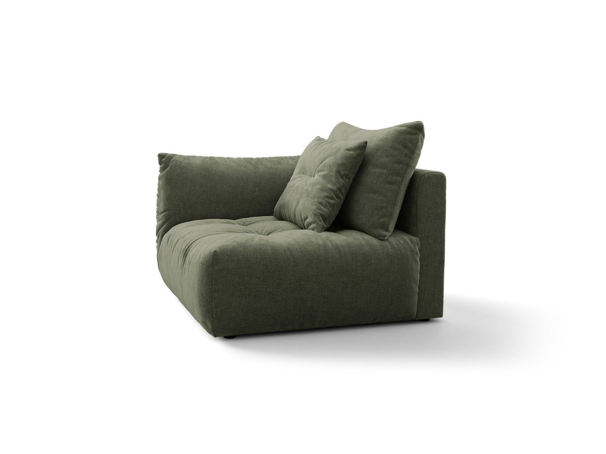 Modulares Sofa Bloom Modul von Micadoni in Leichtes beige, Bezug aus Casino Pearl Velours-Stoff, mit schwarzen Kunststoffbeinen.