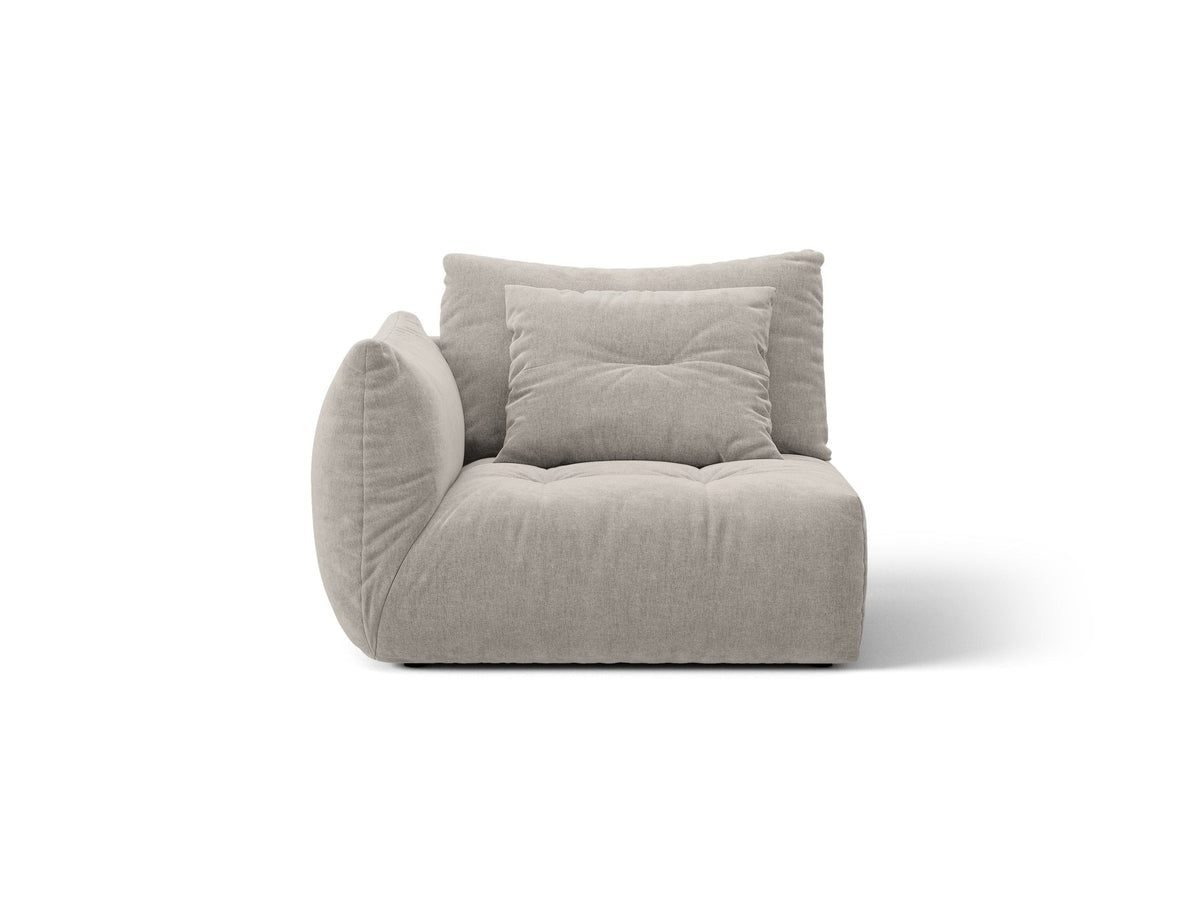 Modulares Sofa Bloom Modul von Micadoni in Leichtes beige, Bezug aus Casino Pearl Velours-Stoff, mit schwarzen Kunststoffbeinen.