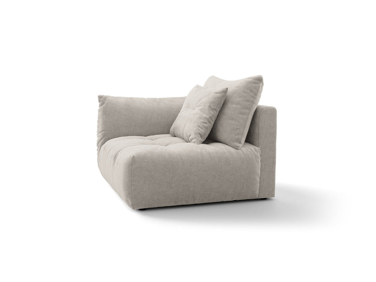 Modulares Sofa Bloom Modul von Micadoni in Leichtes beige, Bezug aus Casino Pearl Velours-Stoff, mit schwarzen Kunststoffbeinen.