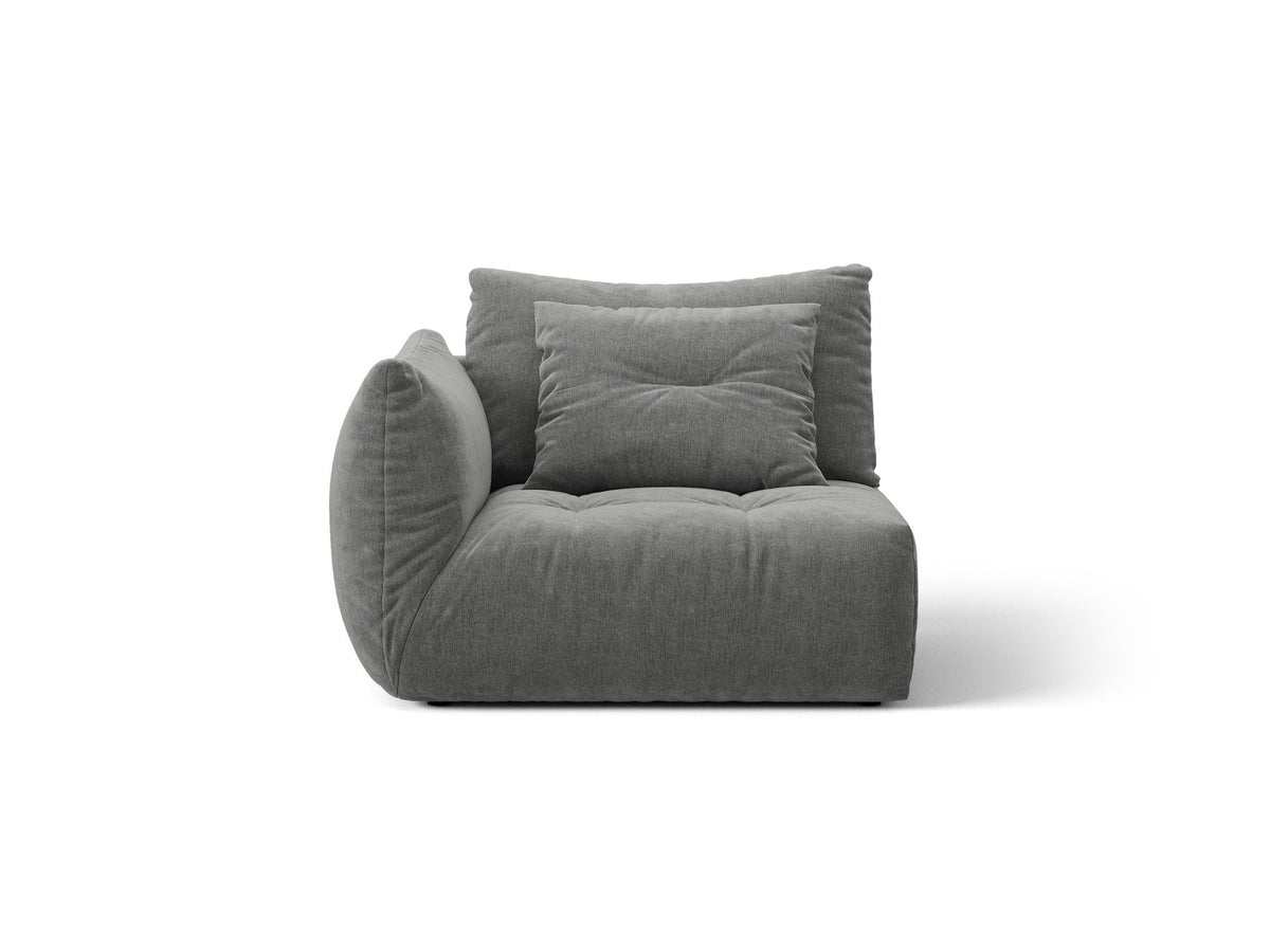 Modulares Sofa Bloom Modul von Micadoni in Leichtes beige, Bezug aus Casino Pearl Velours-Stoff, mit schwarzen Kunststoffbeinen.
