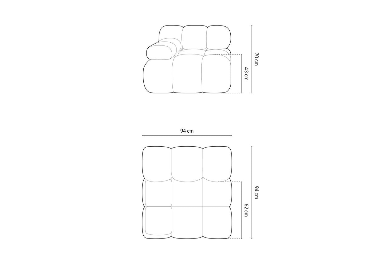 Bellis Boucle Modul links 1 Sitzer in Sand-Rolf präsentiert im Onlineshop von KAQTU Design AG. Modulares Sofa ist von Micadoni
