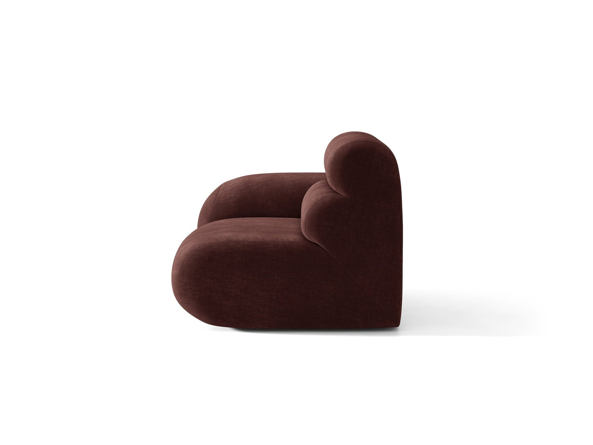 Modulares Sofa Neo von Micadoni in Dunkles olivgrün mit strukturiertem Bouclé-Stoffbezug, schwarzen Kunststoffbeinen und hoher Rückenlehne.