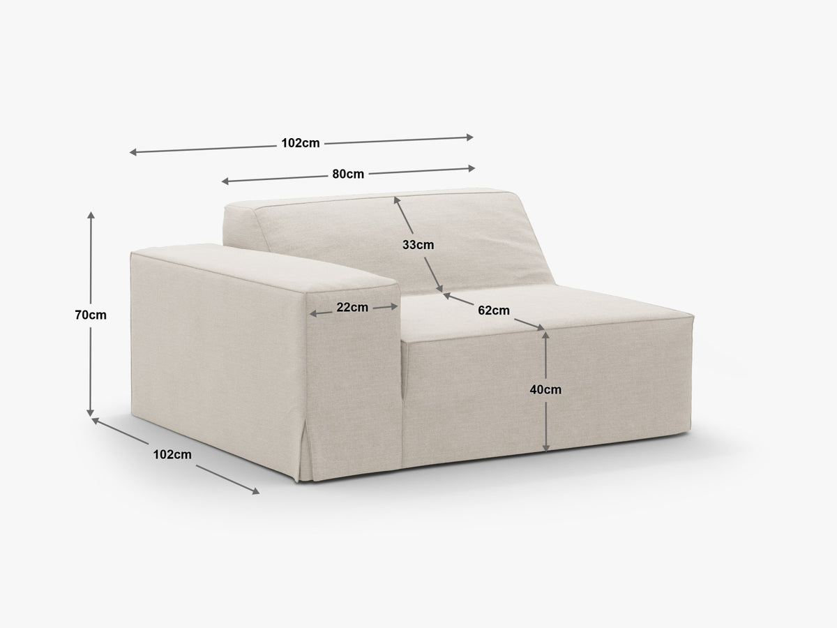 Jodie Modul links 1 Sitzer mit abnehmbaren Bezug in Warm grey-LINS präsentiert im Onlineshop von KAQTU Design AG. Modulares Sofa ist von Micadoni
